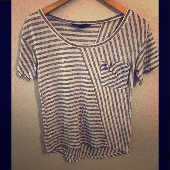 AX Armani Exchange Striped Tee XS Gray - Picture 1 of 6